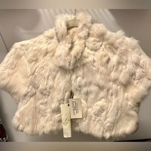 NWT…Vintage Guess Rabbit Fur evening jacket , white /size:M